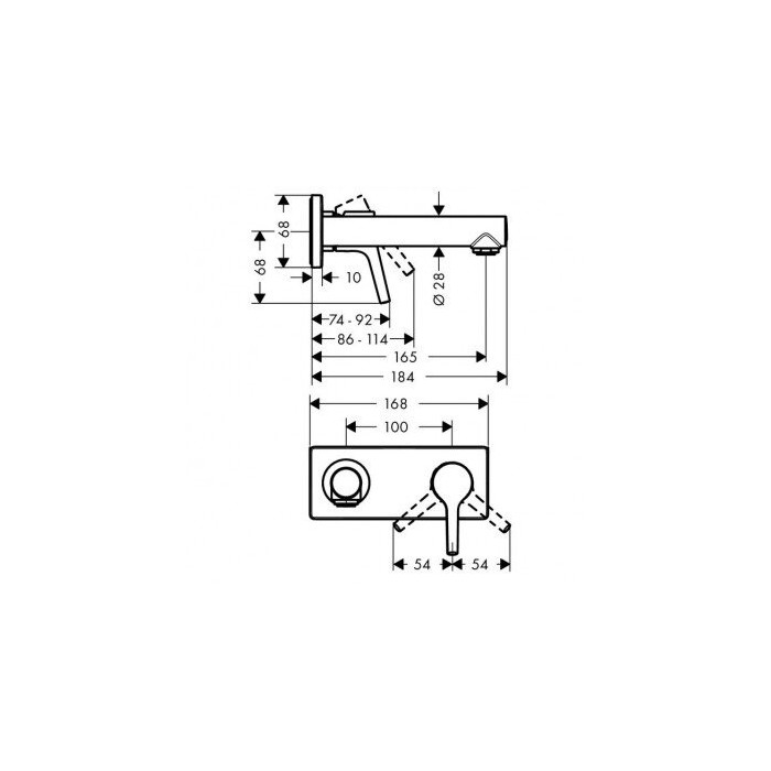 Встраиваемый смеситель для раковины HANSGROHE Talis S 165 мм, 72110000