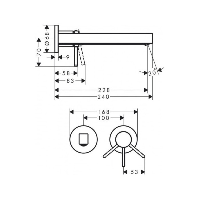 Built-in sink mixer HANSGROHE Finoris 228 mm, 76050700
