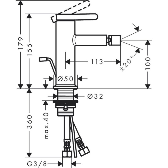 Смеситель для биде HANSGROHE Axor One 100, 48210670