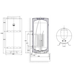 Combined vertical water heater DRAŽICE OKC 200 l