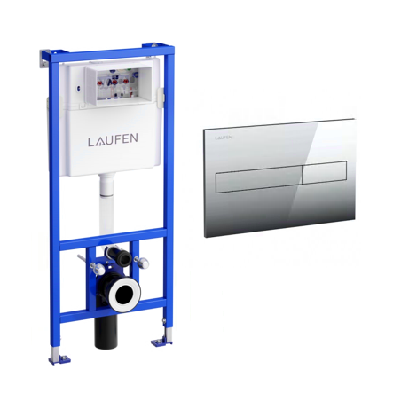 Built-in WC frame LAUFEN (3 in 1) with LIS AW1 chrome button