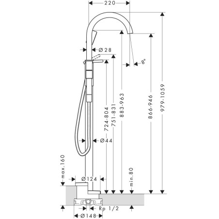 Põrandavannisegisti HANSGROHE Axor One, 48440000