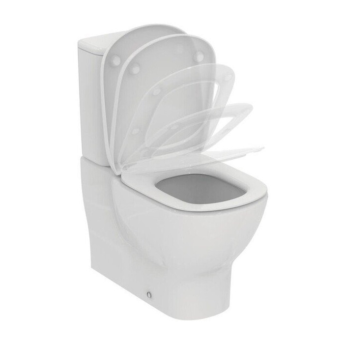 Hoone on ühekohaline õhukese aeglase kaanega IDEAL STANDARD Tesi AquaBlade tehnoloogiaga.