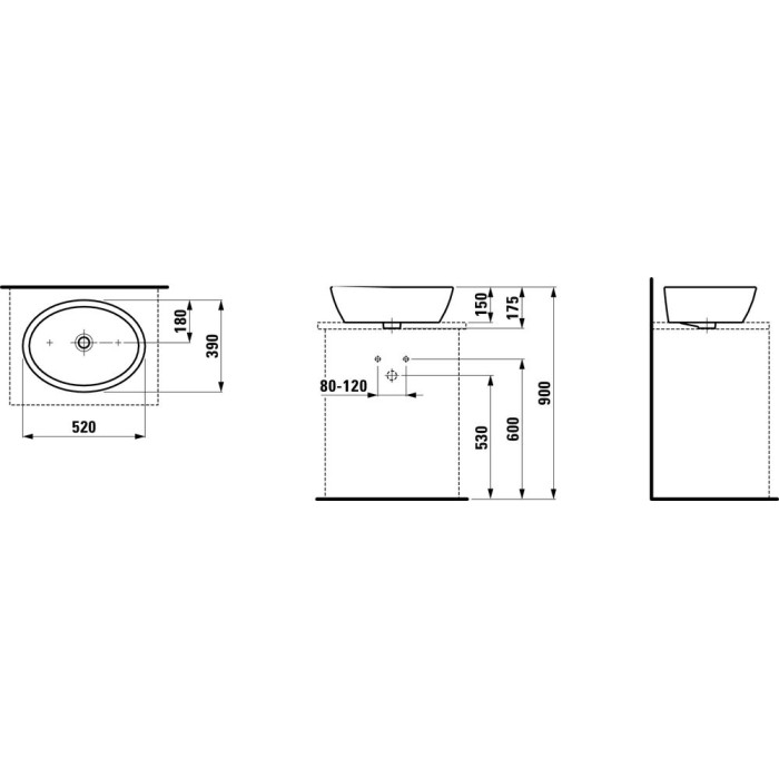 Pesuaar-kus LAUFEN Pro S, 520 x 390 mm LCC kattega