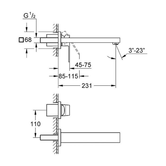 GROHE Eurocube 210 mm sink mixer, 23447000