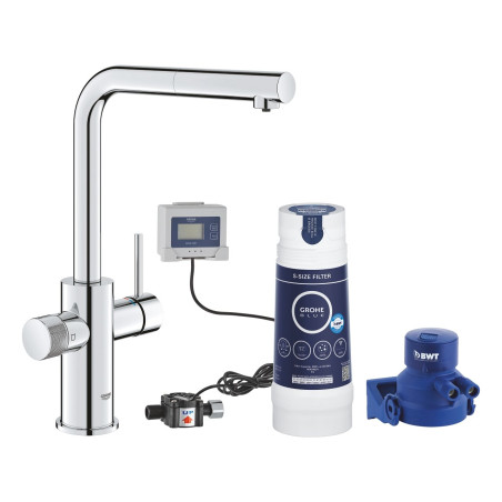 Kitchen (sink) faucet with pull-out spout GROHE Blue Pure Minta starter set, 30591000