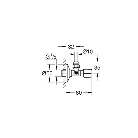Кран угловой GROHE 1/2"" x 3/8"", 22074KF0