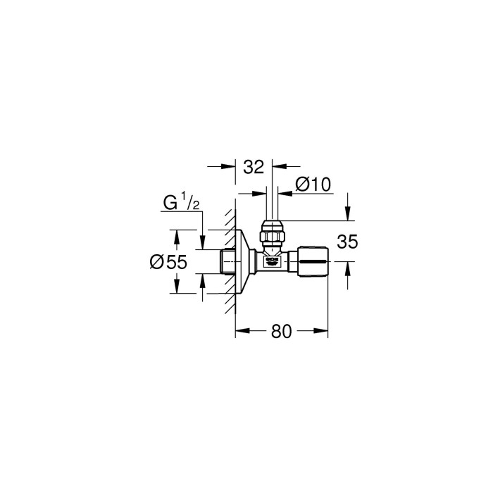 GROHE Angle Valve 1/2"" x 3/8"", 22037000