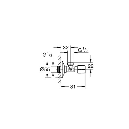 GROHE Angle Valve 1/2"" x 1/2"", 22043000
