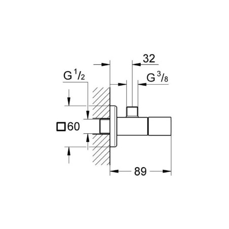 Venti telk GROHE Eurocube 1/2"" x 3/8"," 22012000