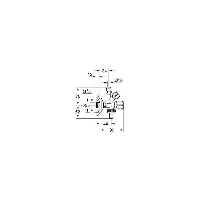 Venti telk GROHE 1/2"" x 3/8"" x 3/4"", 22036000