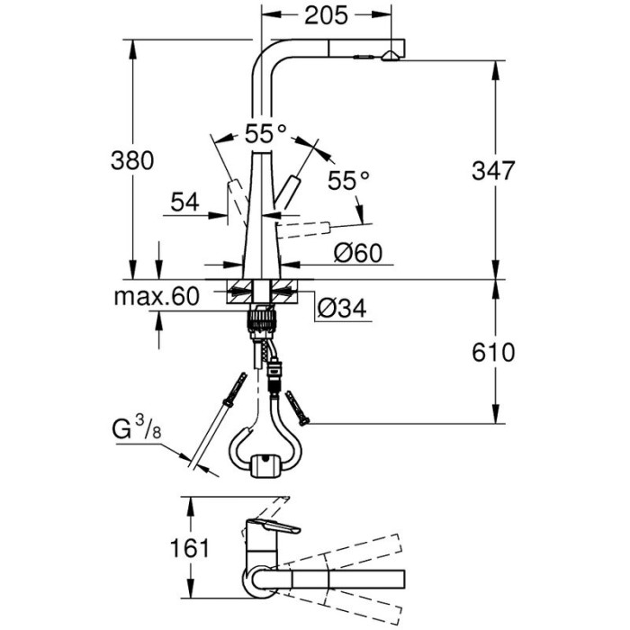 Kitchen faucet with pull-out hose GROHE Zedra, 32553002