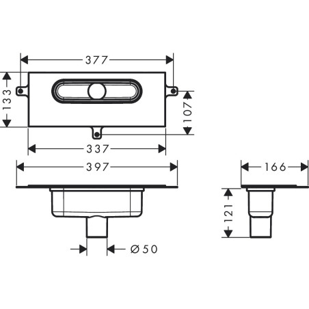 Нижняя часть душевого трапа HANSGROHE uBox Universal Base вертикальная, 01002180
