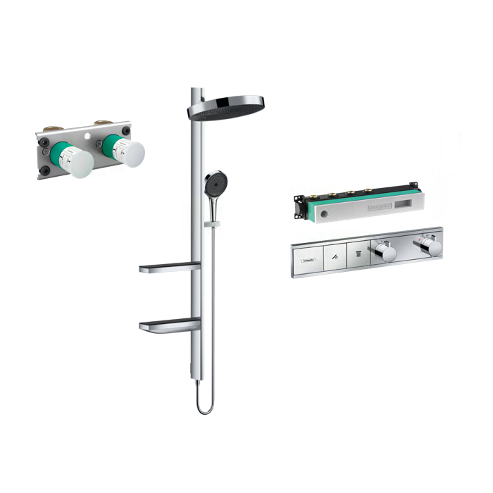 Встраиваемый термостатический душ 4 в 1 комплект HANSGROHE Rainfinity Showerpipe 360 1jet, хром