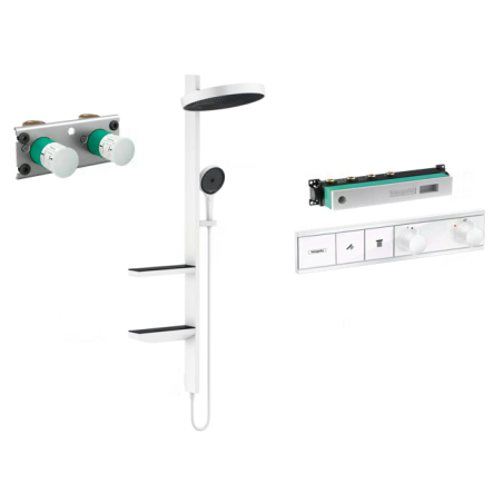 Potinkinis termostaatiline dušš 4 in 1 komplekt HANSGROHE Rainfinity Showerpipe 360 1jet, Matt White