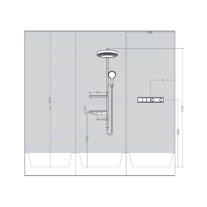 Встраиваемый термостатический душ 4 в 1 комплект HANSGROHE Rainfinity Showerpipe 360 1jet, матовый белый