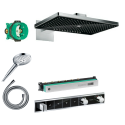 Potinkinis termostaatiline dušš 5 in 1 komplektis HANSGROHE Rainmaker Select 460 3jet, must/nikeldatud
