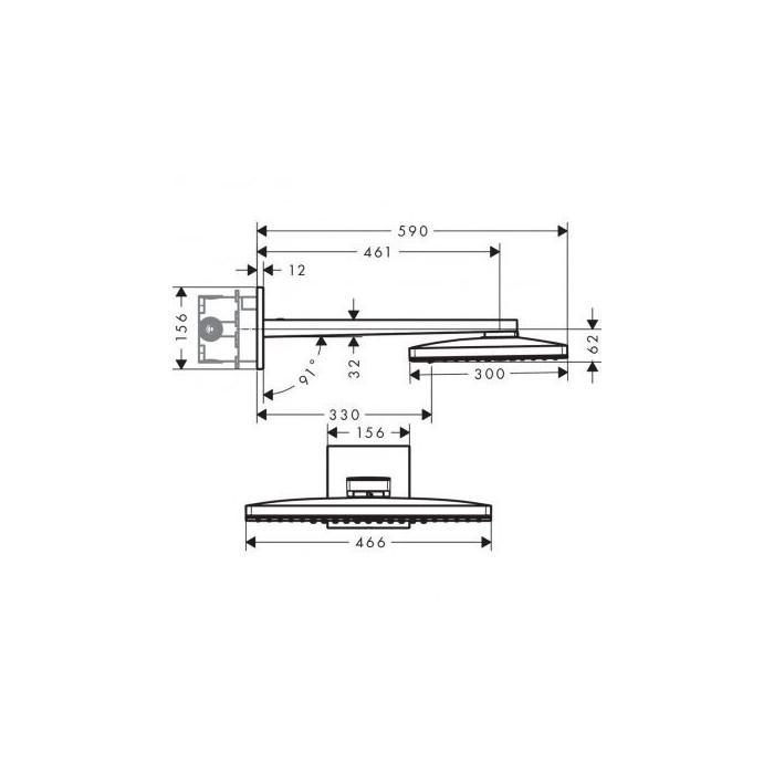 Potinkinis termostaatiline dušš 5 in 1 komplektis HANSGROHE Rainmaker Select 460 3jet, must/nikeldatud