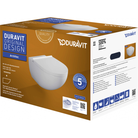 Rippuv WC-pott DURAVIT Architec Rimless Soft close kaanega, 45726900A1