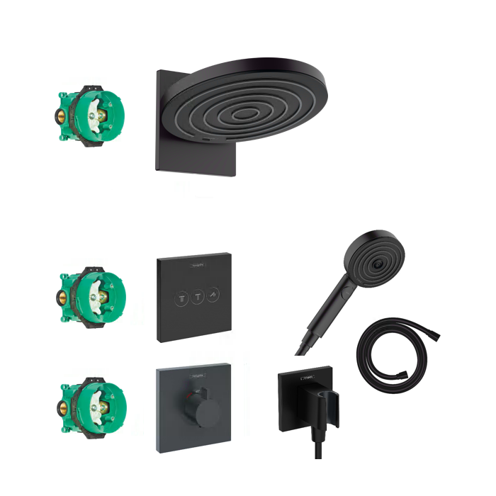 Potinkinis termostaatiline dušš 7 in 1 komplektis HANSGROHE Pulsify S 260, 2jet, Matt Black