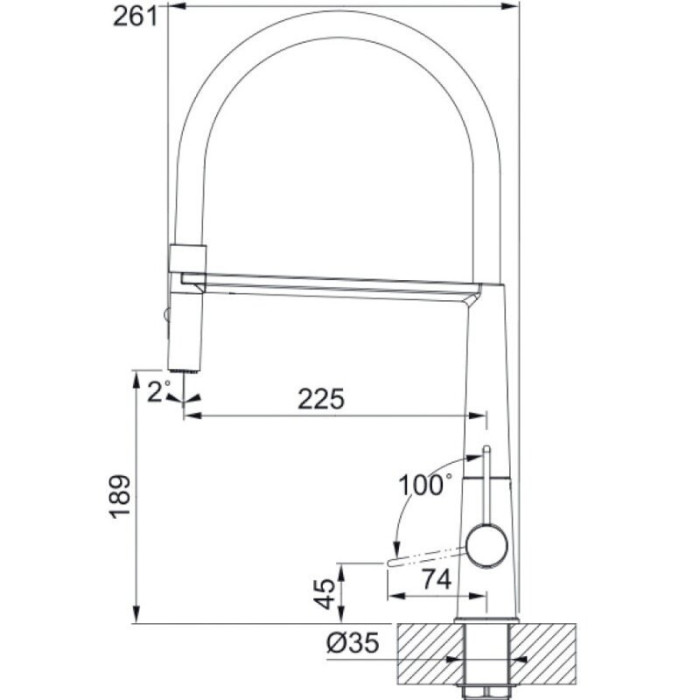 Kitchen (sink) faucet with pull-out hose-spray FRANKE Icon Semi Pro, 115.0690.598
