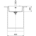 FRANKE MARIS MRG 210/110-52 stone (granite) sink, with an eccentric valve set, installed under the countertop.