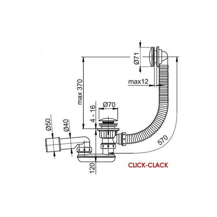 Сифон для ванны RAVAK 800 Click Clack, X01472