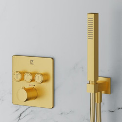 Built-in thermostatic shower set MARINER Eden B, Brushed gold