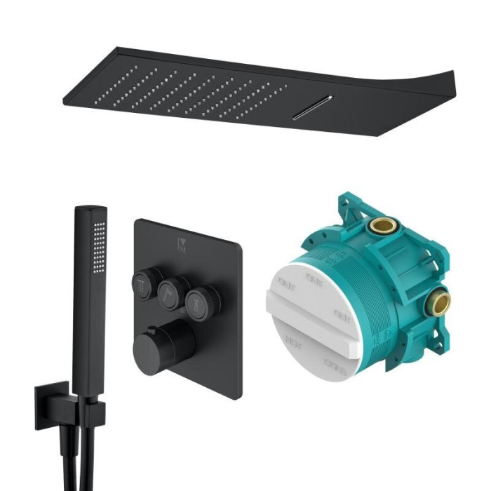 Potinkinis termostaatiline dušikomplekt MARINER Eden B, komplekt Matt Black