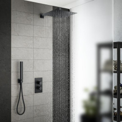 Built-in thermostatic shower set with holder from siens MARINER Quadrum set, Matt Black