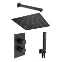 Built-in thermostatic shower set with holder from siens MARINER Quadrum set, Matt Black