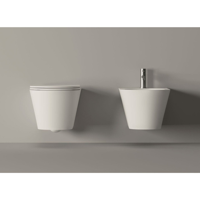 Rippuv WC-pott ALICE CERAMICA Hide Round Rimless koos Slim Slow close kaanega