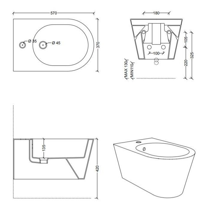 Rippuv bidet ALICE CERAMICA peidik.