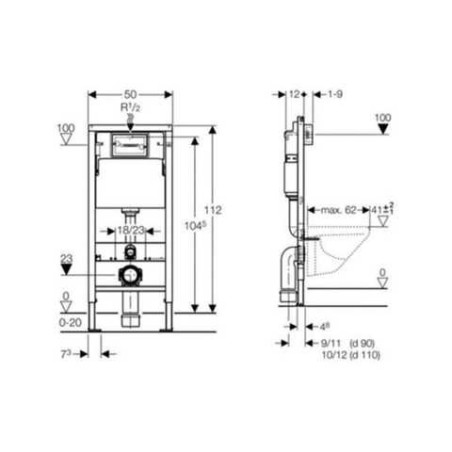 Комплект рам для встроенного унитаза GEBERIT Duofix Basic UP100 Delta, 458103001