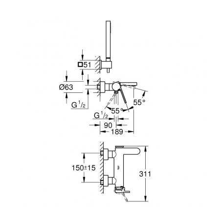 Vannitoa - dušisegisti komplekt GROHE Plus, 33547003