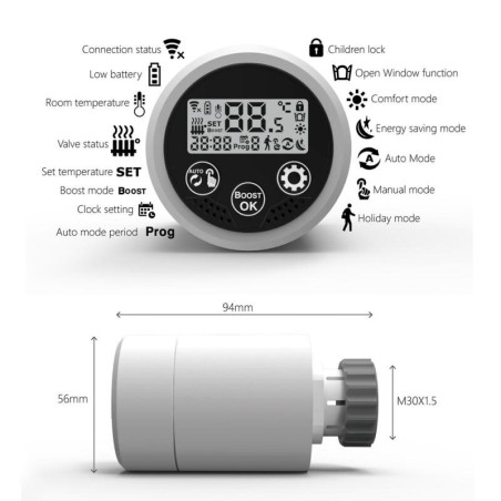 Elektrilised radiaatori termostaadid MEPA 763 Wi-Fi, valge