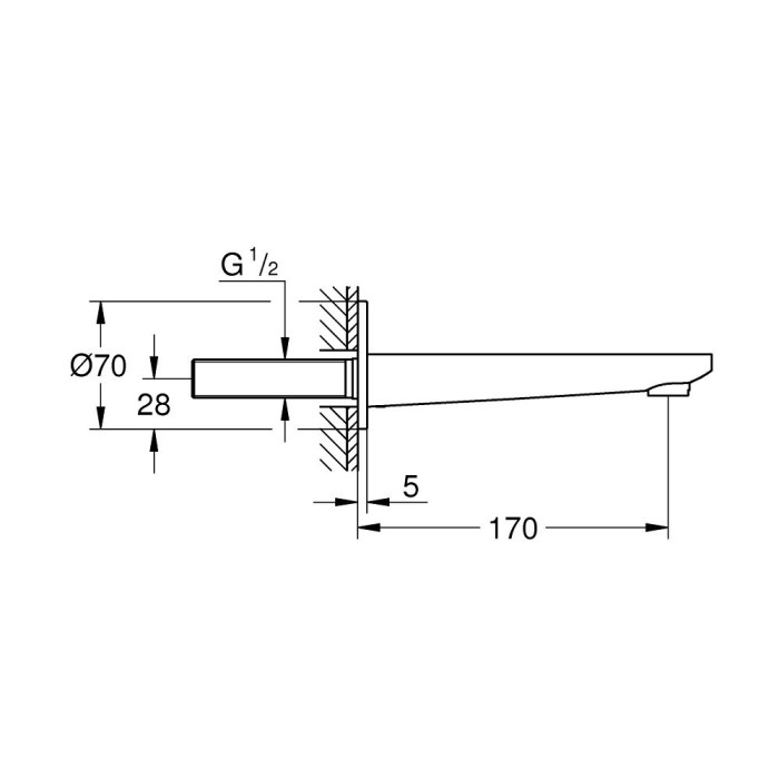 GROHE Lineare 170 mm bathtub spout, 13383001