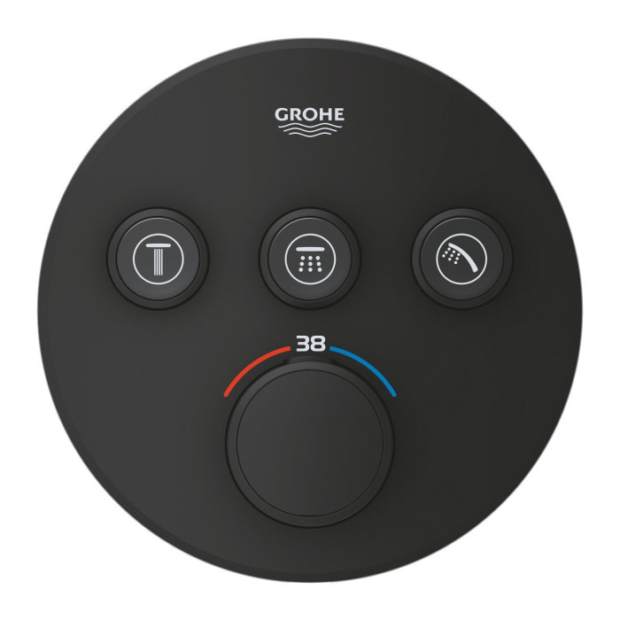 Встраиваемый термостатический смеситель для душа GROHE Grohtherm SmartControl на 3 выхода, phantom black, 29508KF0