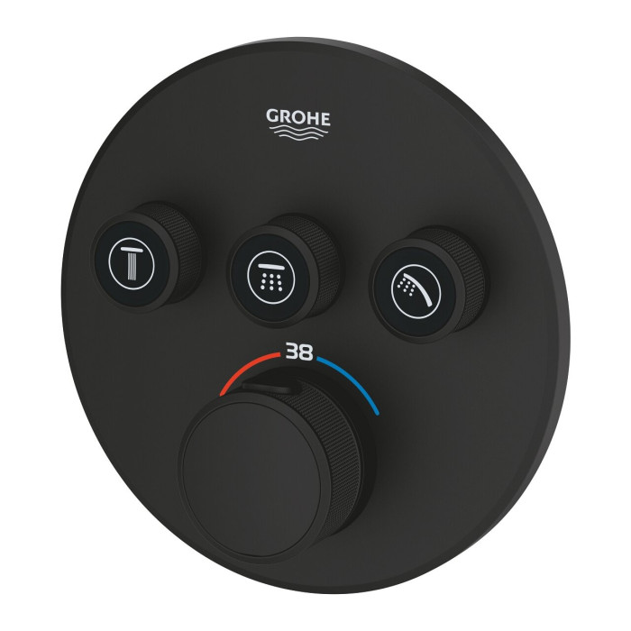 Встраиваемый термостатический смеситель для душа GROHE Grohtherm SmartControl на 3 выхода, phantom black, 29508KF0