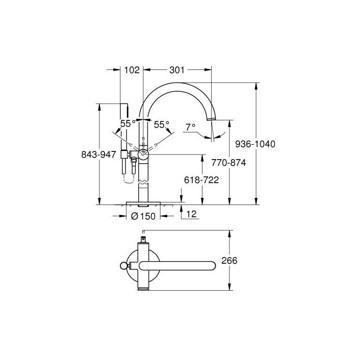 GROHE Atrio floor-mounted bath mixer, 24368000