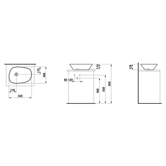 Laufen Palomba countertop basin 520 x 380 mm