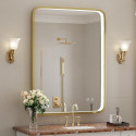 Mirror with LED lighting 60 x 80 cm with a brushed gold frame