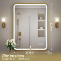 Mirror with LED lighting 60 x 80 cm with a brushed gold frame