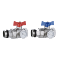 Round valve with a nut and thermometer, straight 1" (2 pcs.)
