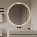 Mirror with LED lighting 60 x 60 cm from brushed gold frames