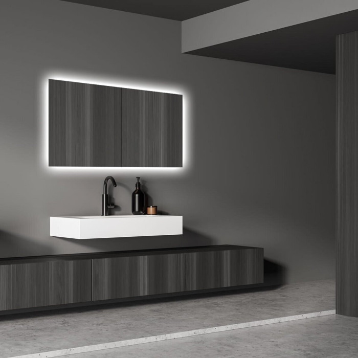 Rectangular mirror with LED spun popup SV1