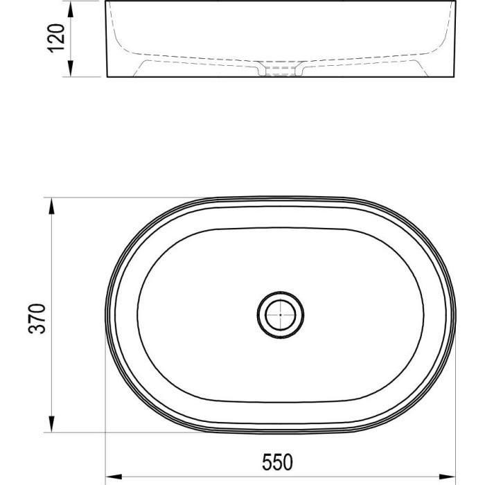 RAVAK Ceramik Slim O sink, 550 x 370 mm, XJX01155001