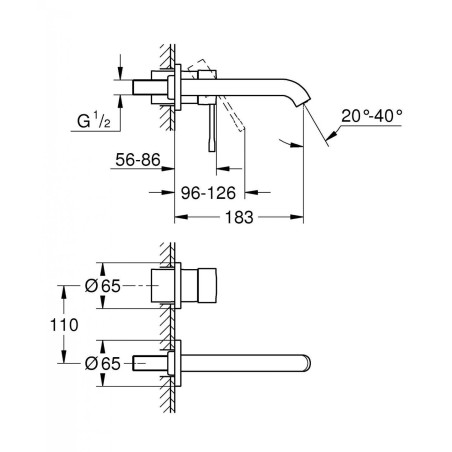 Встраиваемый смеситель для раковины GROHE Essence 183 мм, 29192GN1