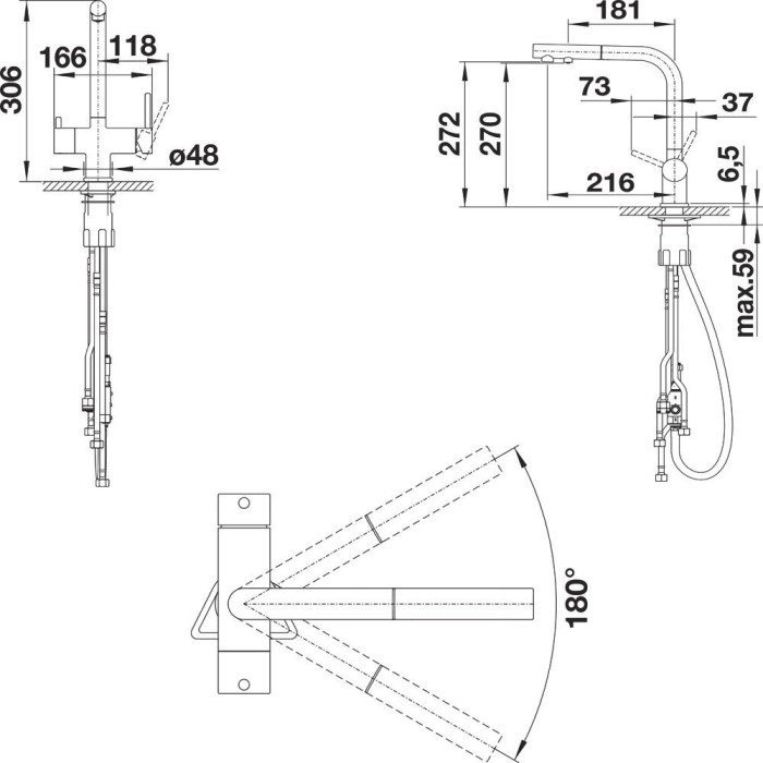 Kitchen (sink) faucet with pull-out hose BLANCO Fontas-S II, truffle