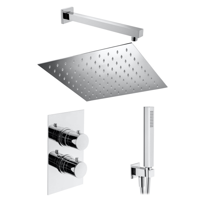 Built-in thermostatic shower set with wall holder MARINER Quadrum set 2, chrome